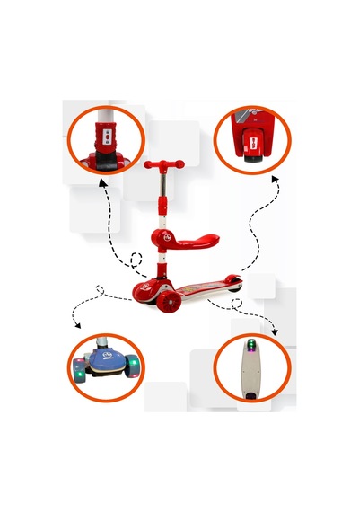 Maxi Taxi Zoomy Oturaklı Işıklı Katlanabilir Scooter
