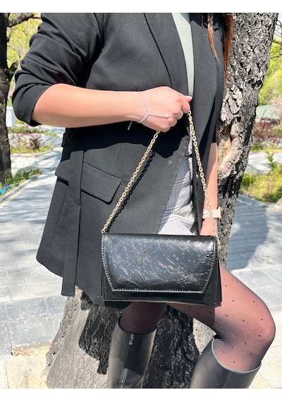 Butikolea Edge Mini Zincir Askılı Portföy Kadın Çantası Siyah