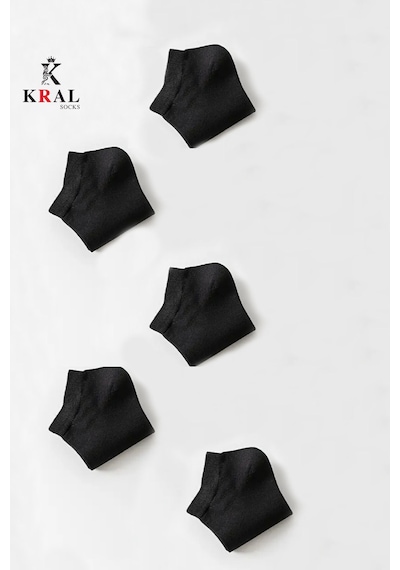 Kral Socks Kadın - Erkek 10 Çift Düz Desen Ekonomik Bilek Boy Patik Çorap Siyah