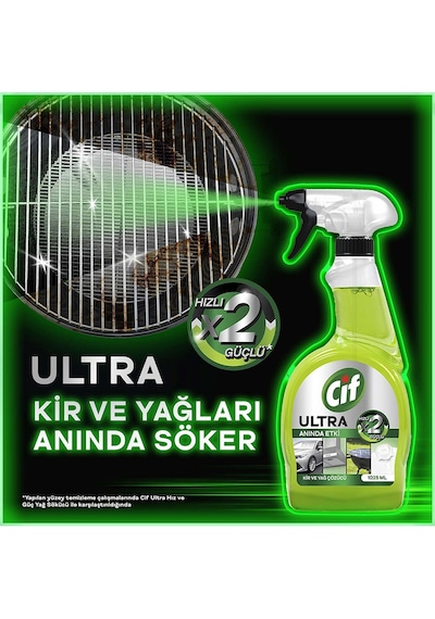 Cif Ultra Anında Etki Kir ve Yağ Çözücü 2 x 1025 ML