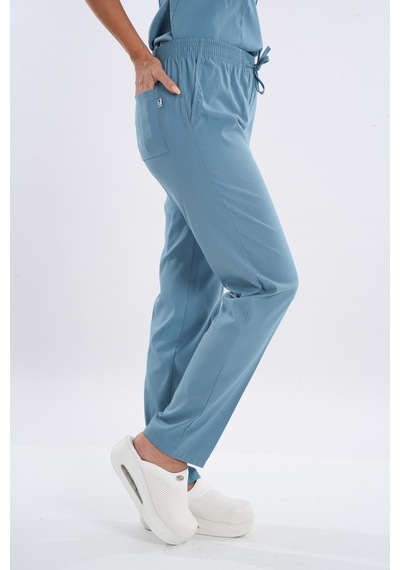 Cool Petrol Lily Model Fermuarlı Soft Likra Doktor Hemşire Forma 001