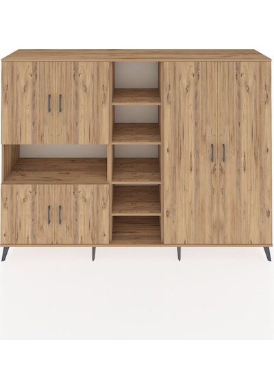 Hyperion Dolap 13 Raflı 6 Kapaklı 220x44x163 Çam-çam Çam-çam