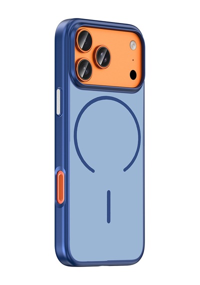 Apple iPhone Uyumlu 17 Pro Kılıf Magsafe Şarj Özellikli Ultra İnce Mat Soft Lora Pc Kapak Lacivert