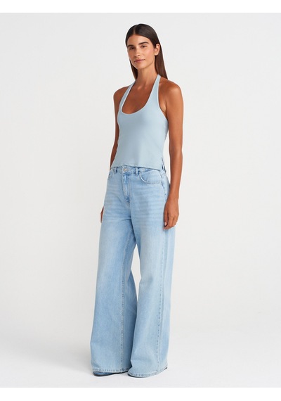 Dilvin 31753 Halter Yaka Top-koyu Mavi Koyu Mavi