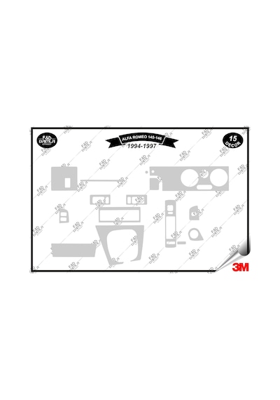 Alfa Romeo 145 146 1994-1997 Torpido Konsol Trim Göğüs Maun Kaplama Set 31 Parça Gümüş Renk