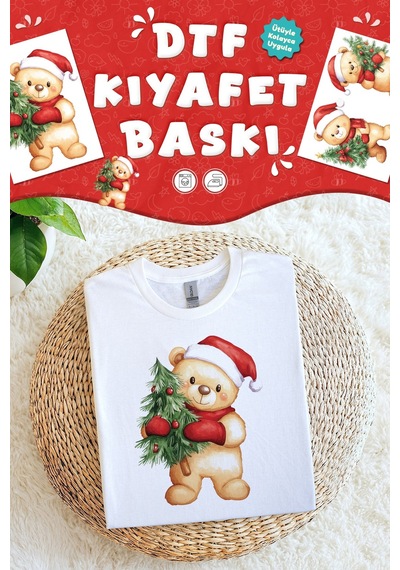 Yılbaşı Temalı Kumaşa Baskı Yapılabilen Özel Tasarım Ütü Ile Yapışan Tekstil Dtf Baskı Görseli Çok Renkli
