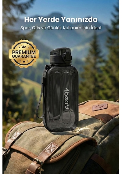 750 Ml Spor Matara Sızdırmaz Kapaklı, Tek Elle Kullanım, Askılı Taşınabilir Su Şişesi Siyah
