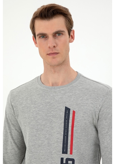 U.S. Polo Assn. Erkek Regular Fit Bisiklet Yaka Gri Melanj Sweatshirt 50293441-VR109