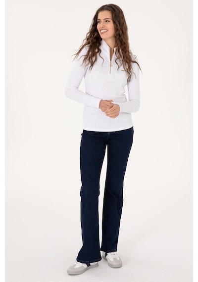U.S. Polo Assn. Kadın Beyaz Fermuarlı Dik Yaka Sweatshirt 50313564-VR013