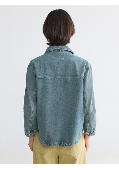 Lcw Everyday İndigo Gömlek Yaka Oversize Kadın Jean Ceket