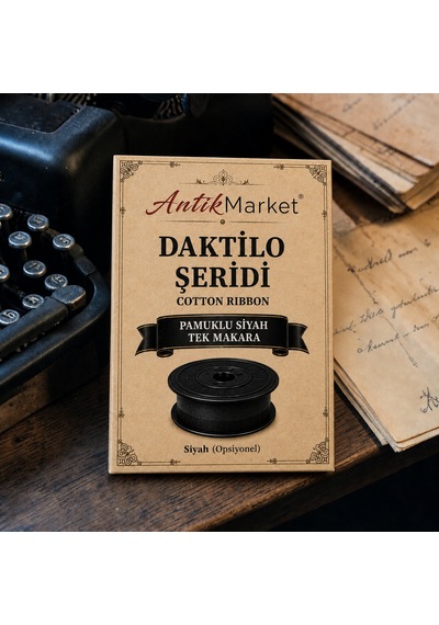 Antik Market Daktilo Şeridi Siyah Tek Makaralı