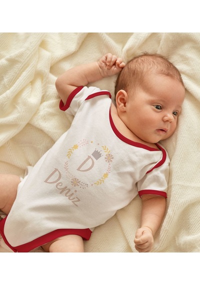 Bk Gift Bk Kids Kişiye Özel Harfli İsimli Kırmızı Bebek Body Zıbın-2 0-3 Ay