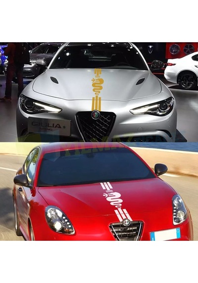 Alfa Romeo Ön Kaput Şerit Oto Sticker Etiket Giulietta 159 156 120 X 30 Cm