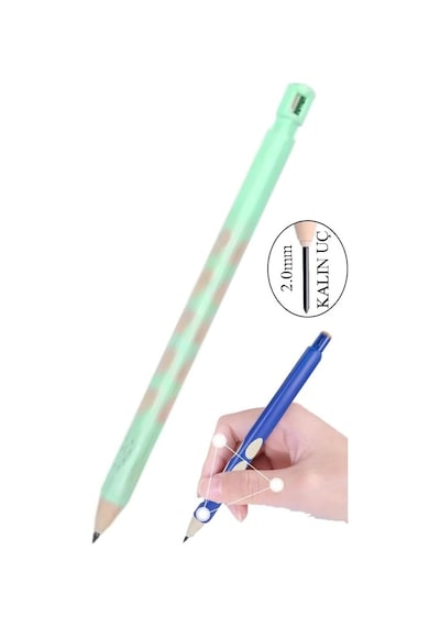 Kalın Uçlu Versatil Kalem 2.0 Mm Açık Yeşil 1 Adet Ve 2.0 Mm Kalın Uç Siyah 2 Adet Kalın Uçlu M Tek Renk