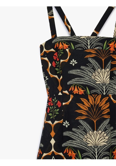 Koton Keten Karışımlı Floral Etnik Desenli İnce Çapraz Askılı Uzun Elbise Siyah Desenli 6sak80102ew Koton Keten Karışımlı Floral Etnik Desenli İnce Çapraz Askılı Uzun Elbise Siyah Desenli 6sak80102ew