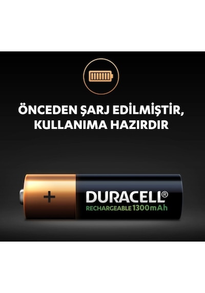 Duracell HR6/DC1500 1300 mAh AA Ni-MH Şarj Edilebilir Kalem Pil 2 x 2'li