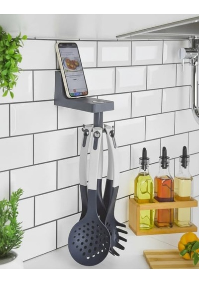 Akıllı Çok Amaçlı Mutfak Organizeri, Döner Kancalı Askı, Güçlü Yapışkanlı, Telefon Tutuculu 100