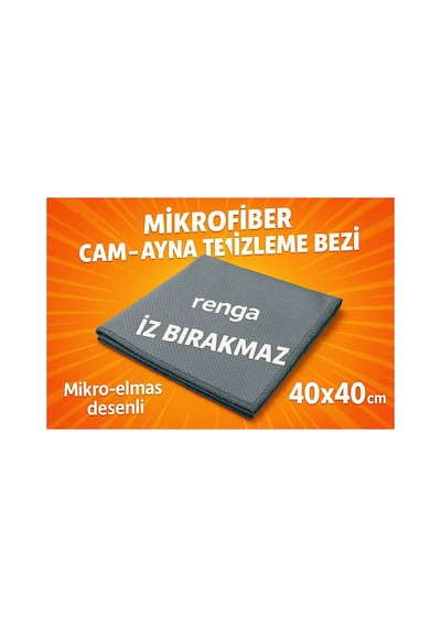 Gri Renga Mikrofiber Cam - Ayna Temizlik Bezi 40x40 Cm İz Bırakmaz / Mikro Baklava Desenli