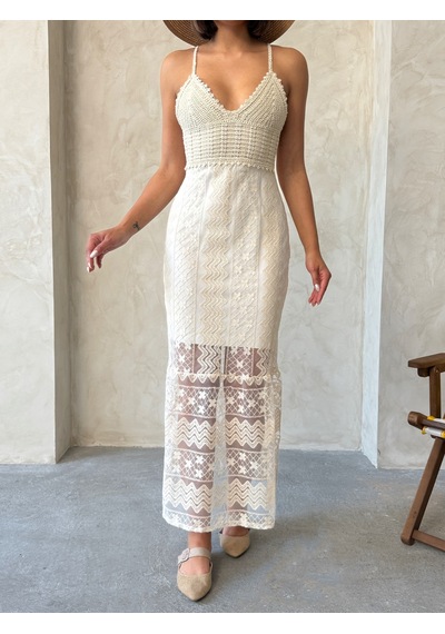 Verymoda Dantel Elbise D2605 Taş