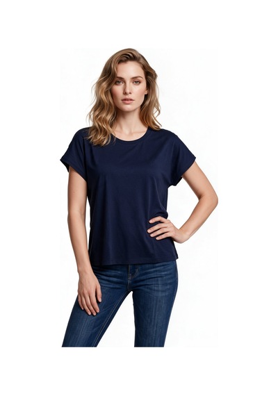 Daido Daıdo Kadın Bisiklet Yaka Düşük Omuz Pamuklu Kısa Kollu T-shirt 19y331900200 Lacivert