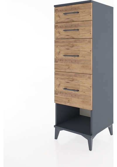 Hyperion Dolap 4 Çekmeceli 44x44x134 Antrasit-çam Antrasit