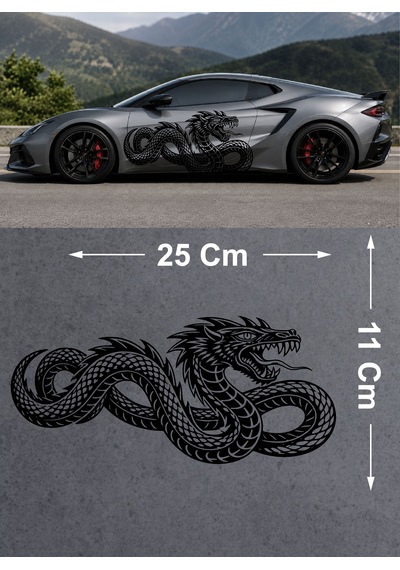 Ejderha Dragon Sticker - Araba Oto Motosiklet Karavan Sticker - 00237 25X11 Cm