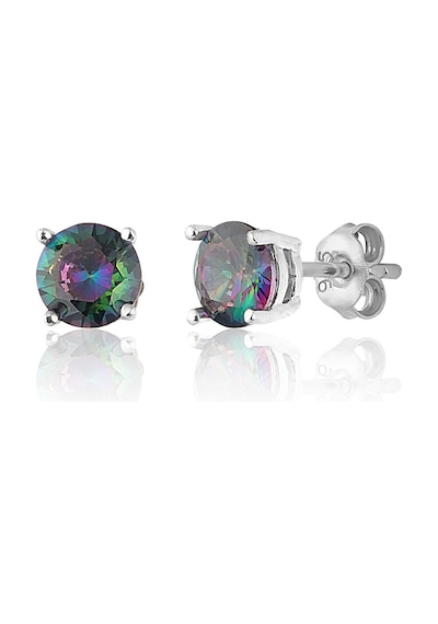 Zanaatsilver 925 Ayar Gümüş Mistik Topaz Taşlı 6 MM Tektaş Küpe
