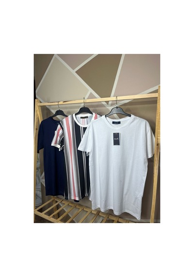 Mfz Giyim Kırmızı Renk 3'lü Bisiklet Yaka Erkek T-shirt