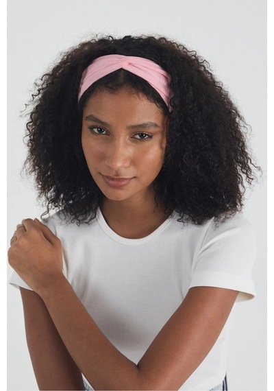 Butikgiz Beyaz Kısa Kol Bisiklet Yaka Vücuda Oturan Kaşkorse Crop + Bandana Set %100 Pamumklu, Esnek Rahat Beyaz-pembe