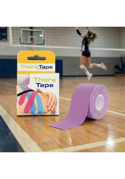 Thera Tape Kinesio Sporcu  Bandı Yüz & Vücut Uyumlu Kinezyo Bant Mor 5 CM x 5 M