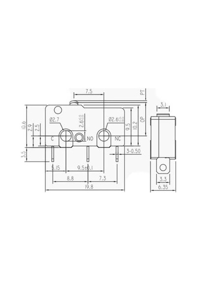 Ic-163-2 Paletsiz Micro Switch Lehim Bacak Kw4-z1f