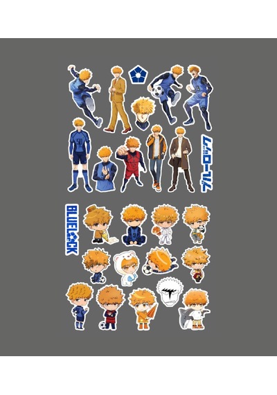 Rensuke Kunigami 2 Li Parlak Kağıt Sticker Seti Telefon Süsleme Etiketleri Futbol Anime Bluelock Turuncu