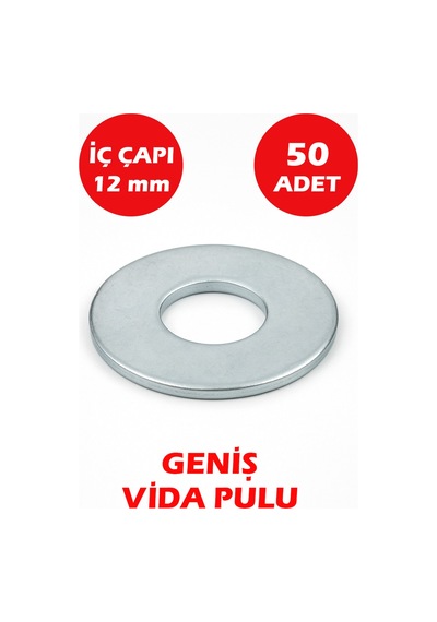 12mm Delikli Geniş Pul 50 Adet 1