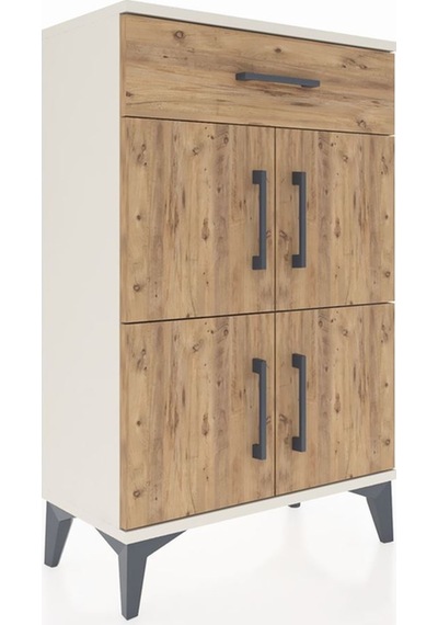 Arges Komodin Tek Raflı Tek Çekmeceli 4 Kapaklı 60x30x96 Aytaşı-çam Aytası
