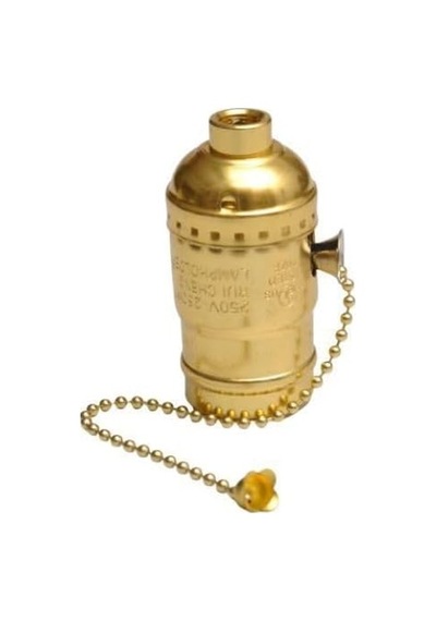 Nostalji Aydınlatma Zincir Ipli Sarı Metal Duy, E27 Duy Rustic Ampul Abajur Lambader Için