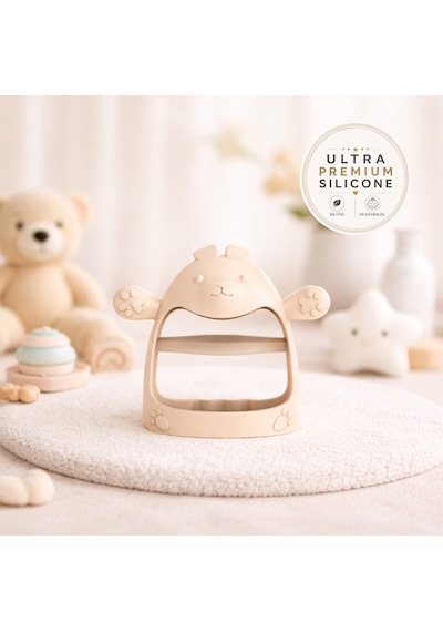 Tgm Baby Ultra Premium Silikon Tavşan Eldiveni Diş Kaşıyıcı Özel Taşıma Kablı Açık Pembe
