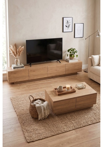 Yurudesign Yoda 200cm Tv Ünitesi Orta Sehpa 2'li Set Sepet Yd26-s Diğer
