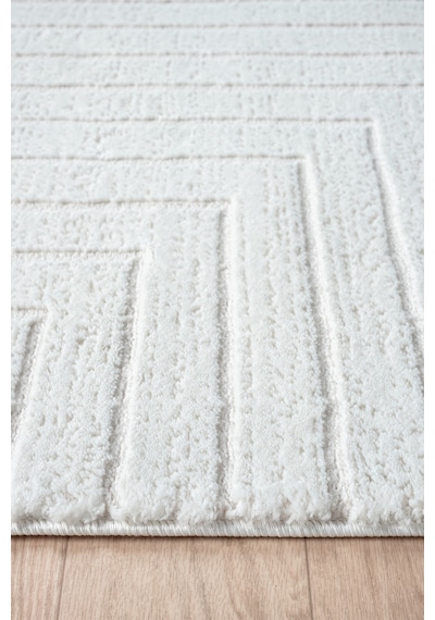 Mariesse Home Bambu Dokulu Modern Sık Dokuma Koridor Kesme Yolluk Dokuma Makine Halısı Y00597a Krem