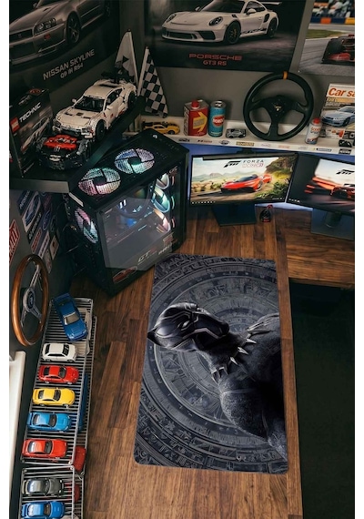 Black Panther Teknolojik Blueprint 40x90 Cm Oyuncu Mousepad Kaymaz Taban Büyük Boy Siyah