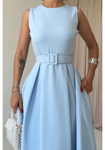 Bebe Mavi Halter Yaka Kloş Elbise Çok renkli