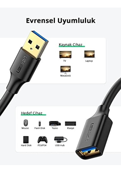 Usb 3.0 Uzatma Kablosu 1.5 Metre, Siyah Diğer