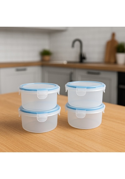 Mini Erzak Saklama Kabı Seti 4'lü Bpa Free Gıda Kutusu Bpa Free Hava Almaz 350 Ml Şeffaf