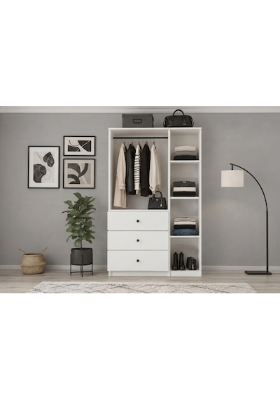 Metalia Gm 308 Ece Lüx 3 Kapı 3 Çekmeceli Düğme Kulplu Gardırop