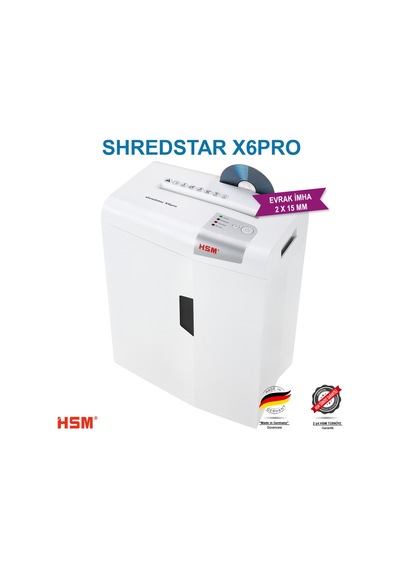 HSM SHREDSTAR X6 PRO Evrak İmha Makinesi / Kağıt Kırpma Makinesi - CD İmha Makinesi - 2x15 MM - 20 L