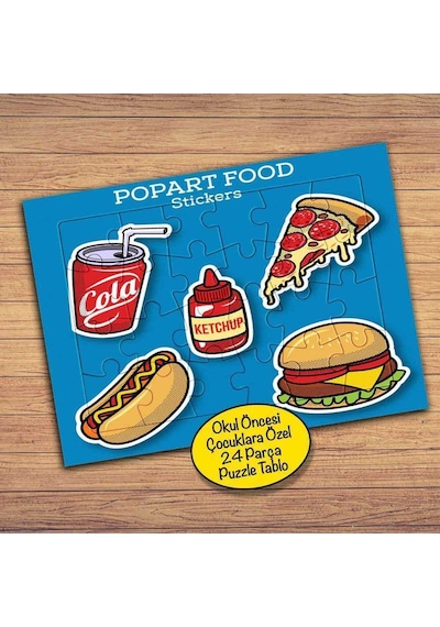 Fast Food Yiyecekler 24 Parça Çocuklara Özel Yapboz Tablo-2147678916
