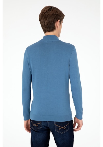 U.S. Polo Assn. Erkek Slim Fit Yarım Boğazlı Koyu Mavi Basic Kazak 50288887-VR032