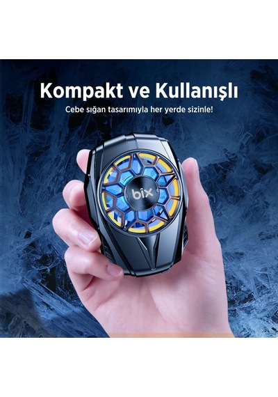 Bix Bxcp03g Ultra Sessiz Ve Güçlü Telefon Soğutucu Fan Kablolu Kullanım, 4.5-7 İnç Cihazlarla Uyumlu, Oyuncular İçin Özel Tasarım
