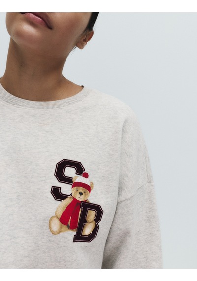 Marks & Spencer Saf Pamuklu Spencer Bear Pijama Takımı T37002274J Gri
