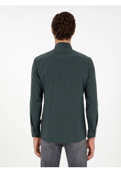 Cacharel Koyu Yeşil Slim Fit Uzun Kollu Gömlek Cacharel Koyu Yeşil Slim Fit Uzun Kollu Gömlek