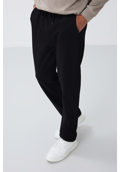 Tommy Life Siyah Bağcıklı Cepli Standart Kalıp Klasik Paça Erkek Eşofman Alt - 84682 Siyah